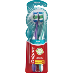 Photo of Colgate 360 Degree Whole Mouth Clean With Tongue Cleaner Medium Toothbrush 2 Pack