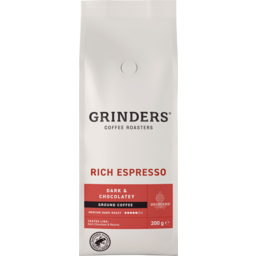 Photo of Grinders Dark & Chocolatey Medium Dark Roast Rich Espresso Ground Coffee