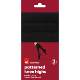 Photo of Essentials Knee Highs Pattern Black One Size 3 Pack