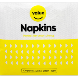 Photo of Value White Napkins 1 Ply 100 Pack