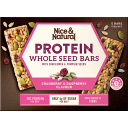 Photo of Nice & Natural Protein Nut Bars With Whole Seeds Cranberry & Raspberry 5 Pack 150g