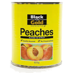 Photo of Black & Gold Peach Slices In Light Syrup