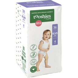 Photo of Tooshies By Tom Nappies With Organic Bamboo Size 4 Toddler 10-15kg 36 Nappies 