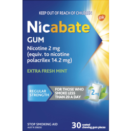 Photo of Nicabate Extra Fresh Mint Regular Strength 2mg Gum 30 Pack