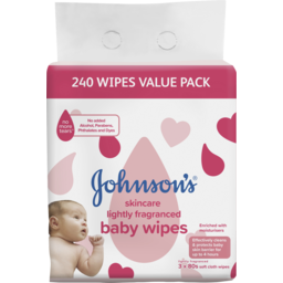 Photo of Johnson's Baby Johnson's Skincare Lightly Fragranced Baby Wipes 3 X 80 Pack 80.0x3