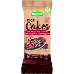 Photo of KUPIEC Rice Cakes With Dark Choc & Rasp