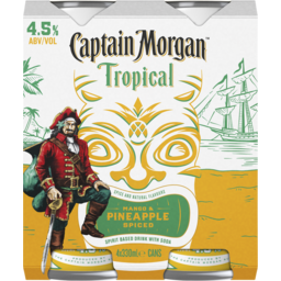 Photo of Captain Morgan Tropical Pineapple & Mango Can 330ml 4 Pack