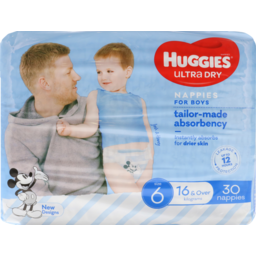 Photo of Huggies Ultra Dry Nappies Junior Boy Size 6 30pk