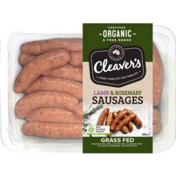 Photo of Cleavers Organic Lamb & Rosemary Sausages 480gm