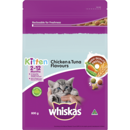 Photo of Whiskas Kitten Dry Cat Food Chicken & Tuna Flavours 800gm Bag