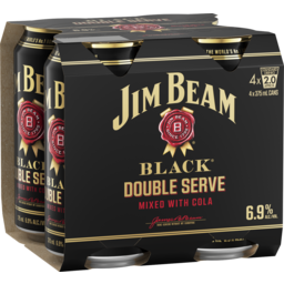 Photo of Jim Beam Black Double Serve & Cola Can 4 Pack