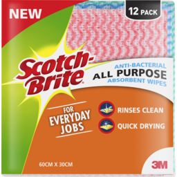 Photo of Scotch-Brite Anti-Bacterial All Purpose Absorbent Wipes 12 Pack 