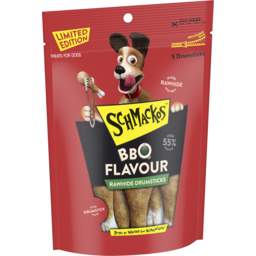 Photo of Schmackos™ Dog Treat BBQ Flavour Rawhide Drumsticks 130g Bag