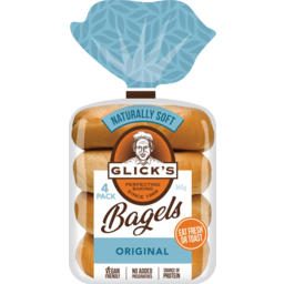 Photo of Glicks Plain Bagels 4 Pack 360g