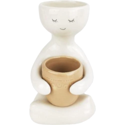 Photo of Person Holding Pot Planter Beige Med 20cm