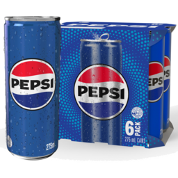 Photo of Pepsi Cola Soft Drink Mini Cans Multipack 275ml X 6 Pack