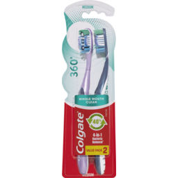 Photo of Colgate 360 Degree Whole Mouth Clean With Tongue Cleaner Medium Toothbrush 2 Pack