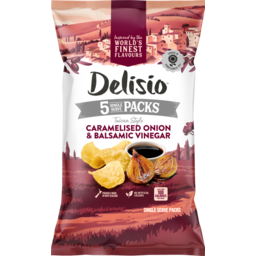 Photo of Delisio Potato Chips Caramelised Onion & Balsamic Vinegar 5 Pack
