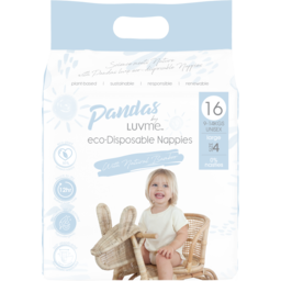 Photo of Pandas by Luvme ECO Disposable BAMBOO Nappies LARGE 9-14kg 16's
