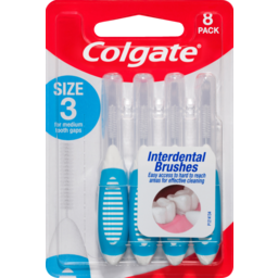 Photo of Colgate Interdental Brushes, 8 Pack, Soft Bristles, Size 3 For Medium Tooth Gaps