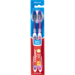 Photo of Colgate Extra Clean Manual Toothbrush, Value 2 Pack, Medium Bristles, 25% Recycled Plastic Handle 2pk