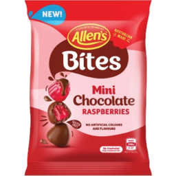 Photo of Allens Bites Mini Chocolate Rasberries 140g
