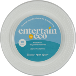 Photo of Entertain By Eco Dishwasher Safe White Plastic Plate 230mm 10 Pack