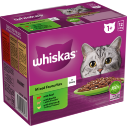 Photo of Whiskas 1+ Cat Food Pouches 12x85gm Mixed Favourites in Gravy