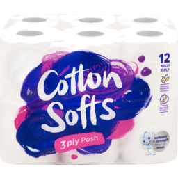 Photo of Cotton Softs Toilet Paper Posh 3 Ply 12 Pack