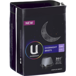 Photo of U By Kotex Overnight Briefs S/M (Size 6-10) 4 Pack 