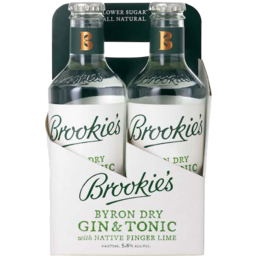 Photo of Brookie's Dry Gin & Tonic with Native Finger Lime Bottle