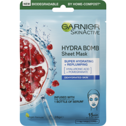 Photo of Garnier Hydra Bomb Hyaluronic Acid + Pomegranate Sheet Mask 28gm
