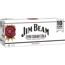 Photo of Jim Beam White Bourbon & Zero Sugar Cola Cans 10x375ml