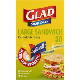 Photo of Glad Snap Lock Large Sandwich Resealable Bags 30 Pack