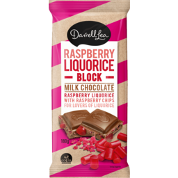 Photo of Darrell Lea Milk Chocolate Liquorice Raspberry Block 180g