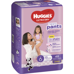 Photo of Huggies Ultra Dry Nappy Pants Girl Size 6 (15kg+) 48 Pack 