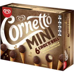 Photo of Cornetto Ice Confection Mini Cone Snack Mini Choc N Ball Chocolate Coating 360ml