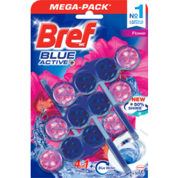 Photo of Bref Blue Active 4 In 1 + Blue Water Flower In The Bowl Toilet Cleaner 3x50g