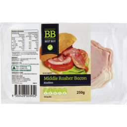 Photo of Best Buy Bacon Middle Rasher Rindless 250g