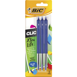 Photo of Bic Pens Clic 2000 Retractable Medium Point Blue 3 Pack