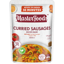 Photo of MasterFoods Curried Sausages Recipe Base Stove Top Pouch