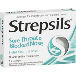 Photo of Strepsils Sore Throat Blocked Nose Lozenges Antibacterial Menthol 16pk