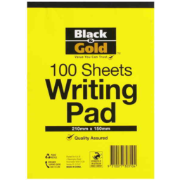 Photo of Black & Gold Writing Pad A5 100 Leaf