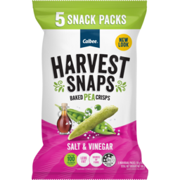 Photo of Calbee Harvest Snaps Baked Pea Crisps Salt & Vinegar Snack Packs 5x18g