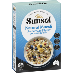 Photo of Sunsol Natural Muesli Blueberry, Goji Berry Coconut & Chia 500g