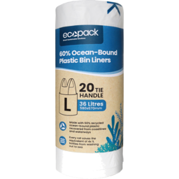 Photo of Ecopack 60% Ocean Plastic Bin Liners Large 20 Each