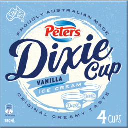 Photo of Peters Dixie Cup Vanilla Ice Creams 4 Pack 380ml