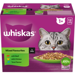 Photo of Whiskas 1+ Years In Jelly Mixed Favourites Cat Food Pouches Multipack 12x85g