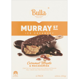 Photo of Bulla Murray St Ice Creamery Caramel Maple & Macadamias Ice Creams 4 Pack 400ml
