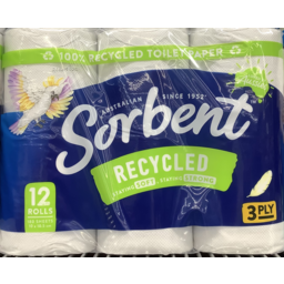 Photo of Sorbent White Recycled Toilet Roll 12pk